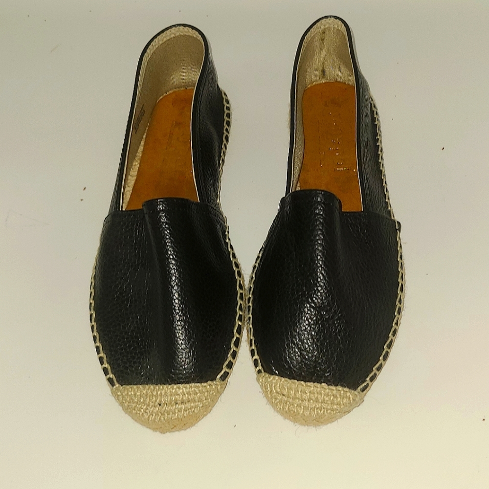 Maypol flats black leather slip on size 9.5